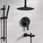 Remer TSR44 Black Ceiling Tub and Shower Faucet Set with Handheld